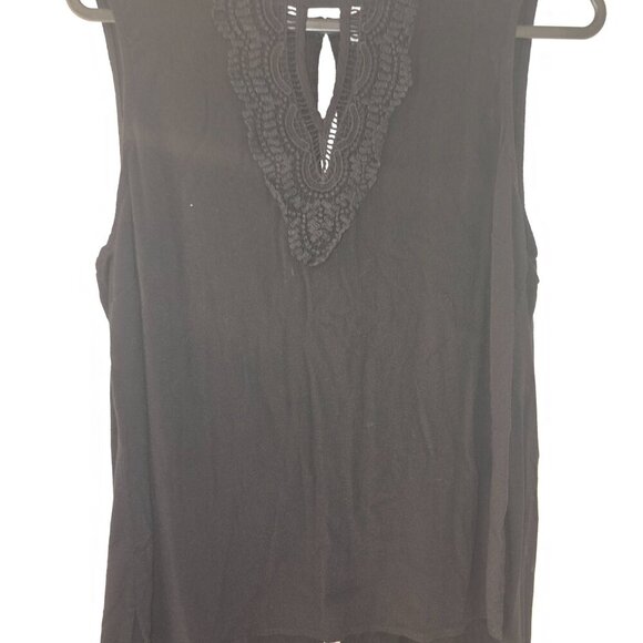 DANIEL RAINN Quin Sleeveless Keyhole Crochet Blouse XLP | Black - Picture 2 of 3